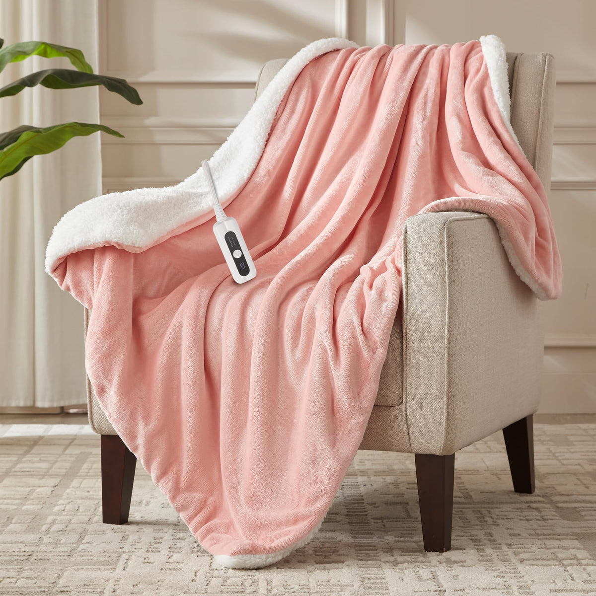 SNUGSUN Heated Blanket Throw Size, Soft and Cozy Electric Heating Blanket for Bed, Automatic Safety System 6 Heating Levels & 4 Hours Auto-Off Gift for Grandma,50" x 60" London Grey
