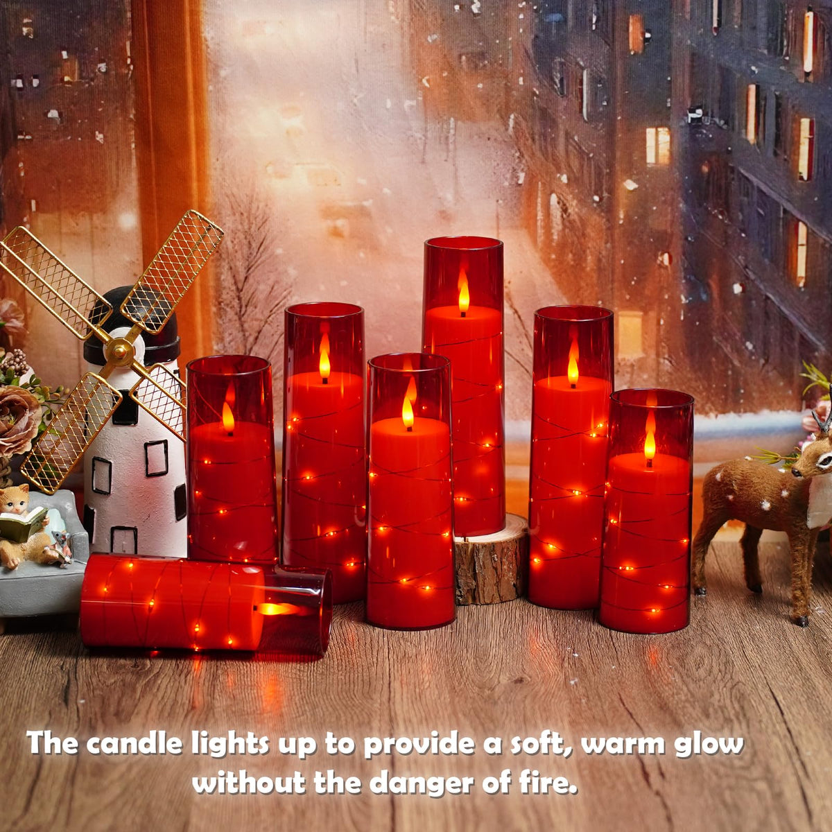 kakoya Flameless LED Candles with Timer 5 Pc Flickering Flameless Candles for Romantic Ambiance and Home Decoration Stable Acrylic Shell,with Embedded Star String，Battery Operated Candles（Grey）