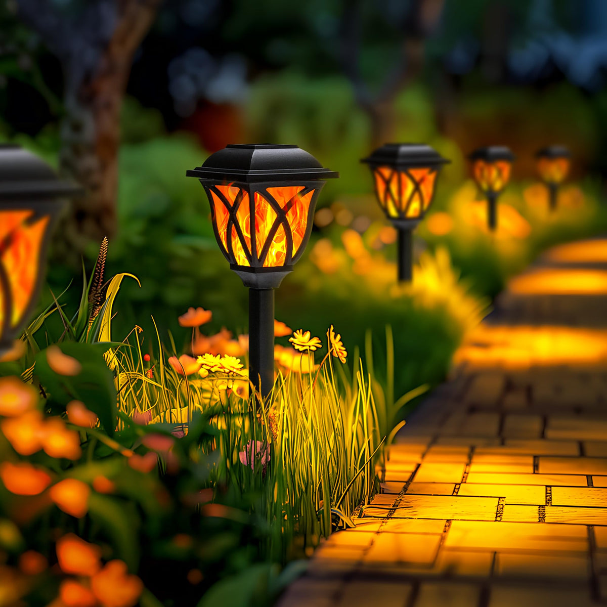 GIGALUMI 6 Pack Solar Lights Outdoor Waterproof, LED Solar Garden Lights