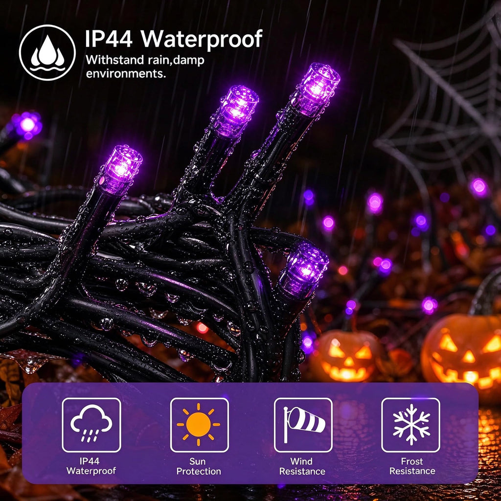 TW SHINE Halloween Lights, 400 LED 132FT Outdoor Halloween Lights Plug in with 8 Modes, Waterproof Christmas Light Outdoor, Indoor Decorations for Party Yard Haunted House Decor, Purple