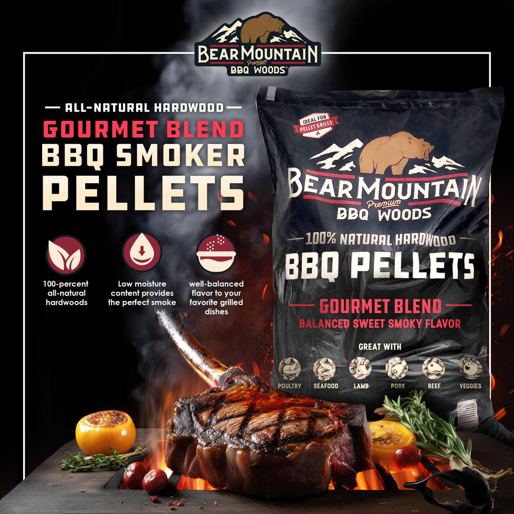 Bear Mountain 2-Pack All Natural Wood Pellets for Smoker, Grill & BBQ, 20 Lbs, Cherry - Premium Hardwood Barbecue Pellets for Indoor and Outdoor Grilling
