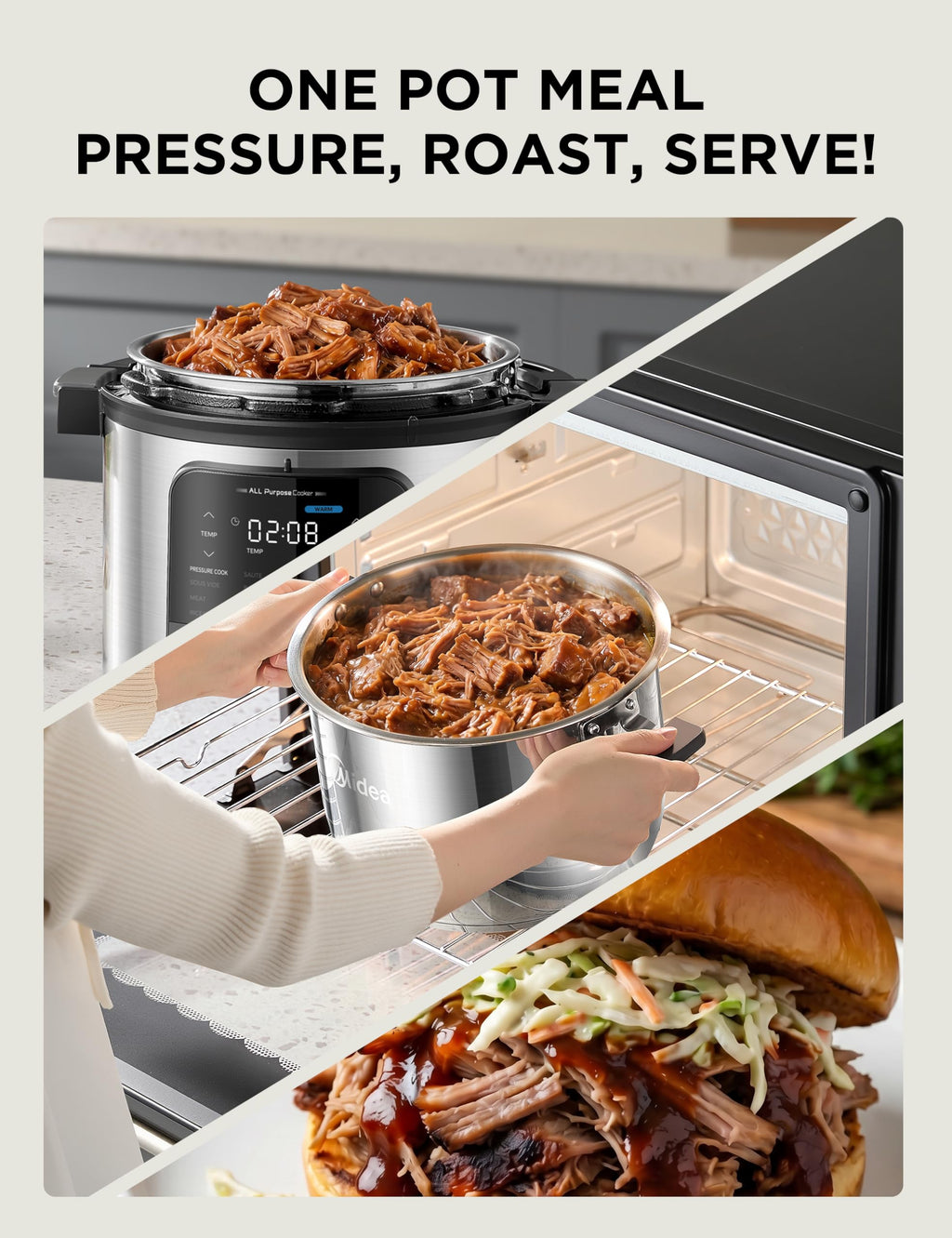 Midea 12-in-1 Electric Pressure Cooker, 6 Quarts, 12 Presets, Multi-Functional Programmable Slow Cooker, Rice Cooker, Steamer, Sauté Pan, Yogurt Maker, and More, Stainless Steel