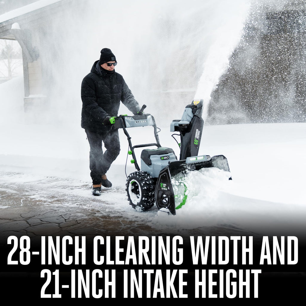 EGO Power+ 21" Electric Snow Blower, Gray/Black, Cordless Steel Auger, Includes (2) 56V 5.0Ah Batteries and Dual Port Charger, SNT2112