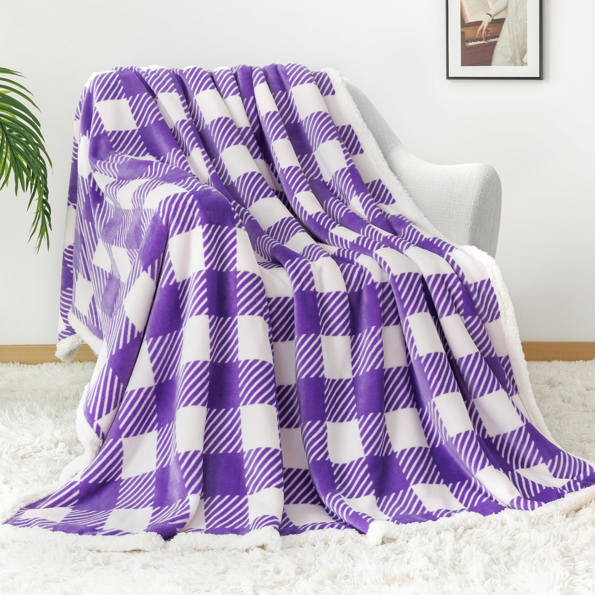 Touchat Halloween Blanket Twin Size 60" X 70"，Fall Autumn Harvest Sherpa Fuzzy Fluffy Soft Cozy Blankets, Fleece Flannel Plush Microfiber Throw for Couch Bed Sofa, Halloween Decor (Orange)
