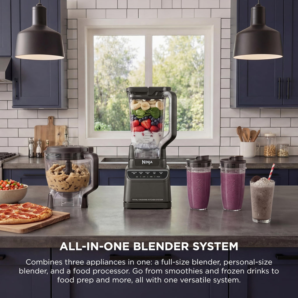 Ninja Kitchen System Pro, 1500W, 72oz Pitcher, 8-Cup, Black, BL770