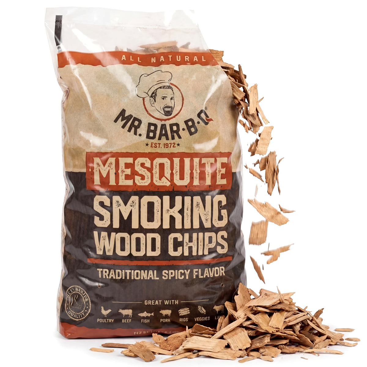 Mr. Bar-B-Q Apple Wood Smoker Chips, 100% Natural Flavor, 1.8 Lb Bag
