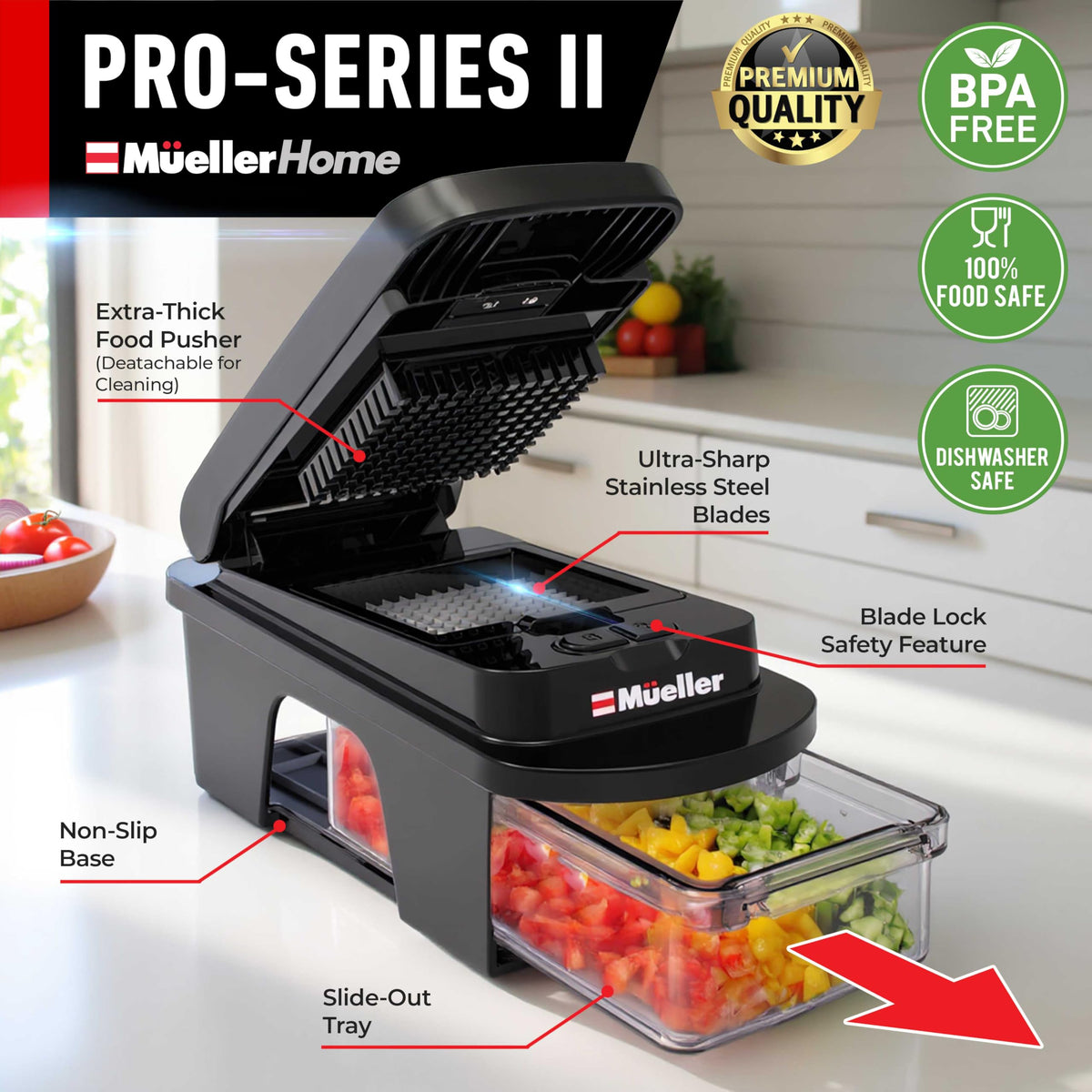 Mueller The Real Original Pro Vegetable Chopper & Mandoline Slicer, 10-in-1
