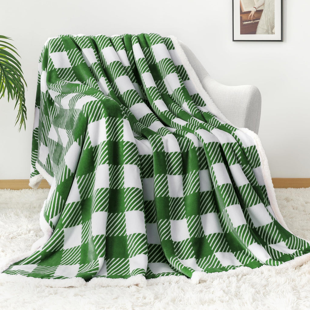 Touchat Sherpa Red and Black Buffalo Plaid Christmas Twin Blanket 60" X 70", Fuzzy Fluffy Soft Cozy Throw Blanket, Fleece Flannel Plush Microfiber Blanket for Couch Bed Sofa
