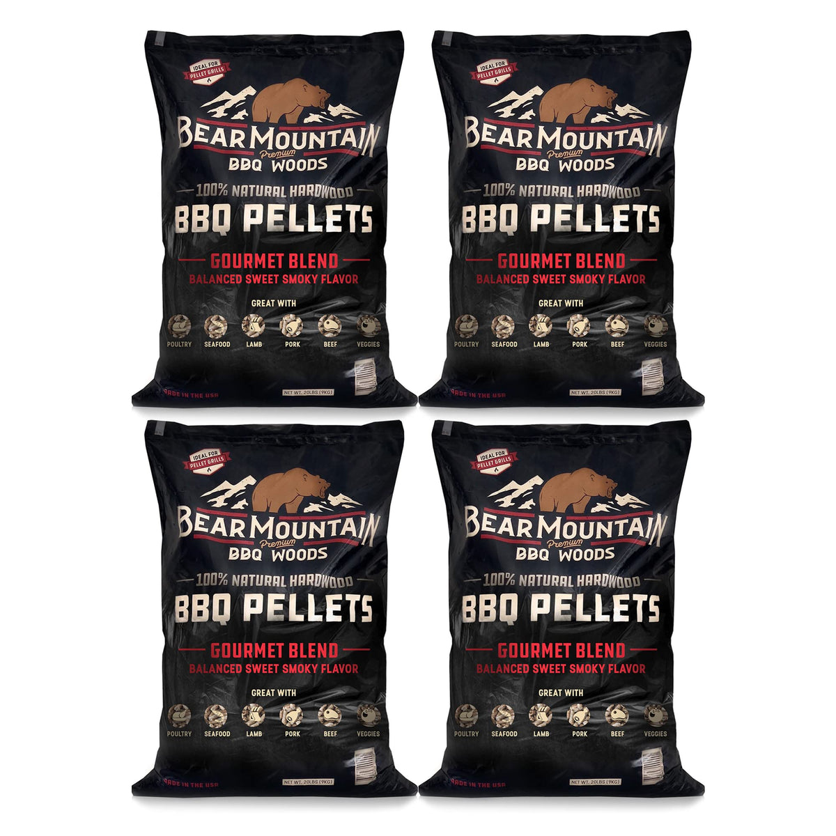 Bear Mountain 2-Pack All Natural Wood Pellets for Smoker, Grill & BBQ, 20 Lbs, Cherry - Premium Hardwood Barbecue Pellets for Indoor and Outdoor Grilling