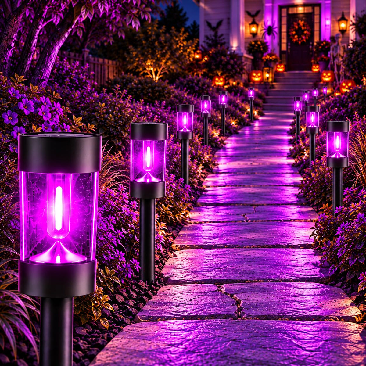 Eyrosa Christmas Solar Pathway Lights, 12 Pack Candy Cane Outdoor Lights
