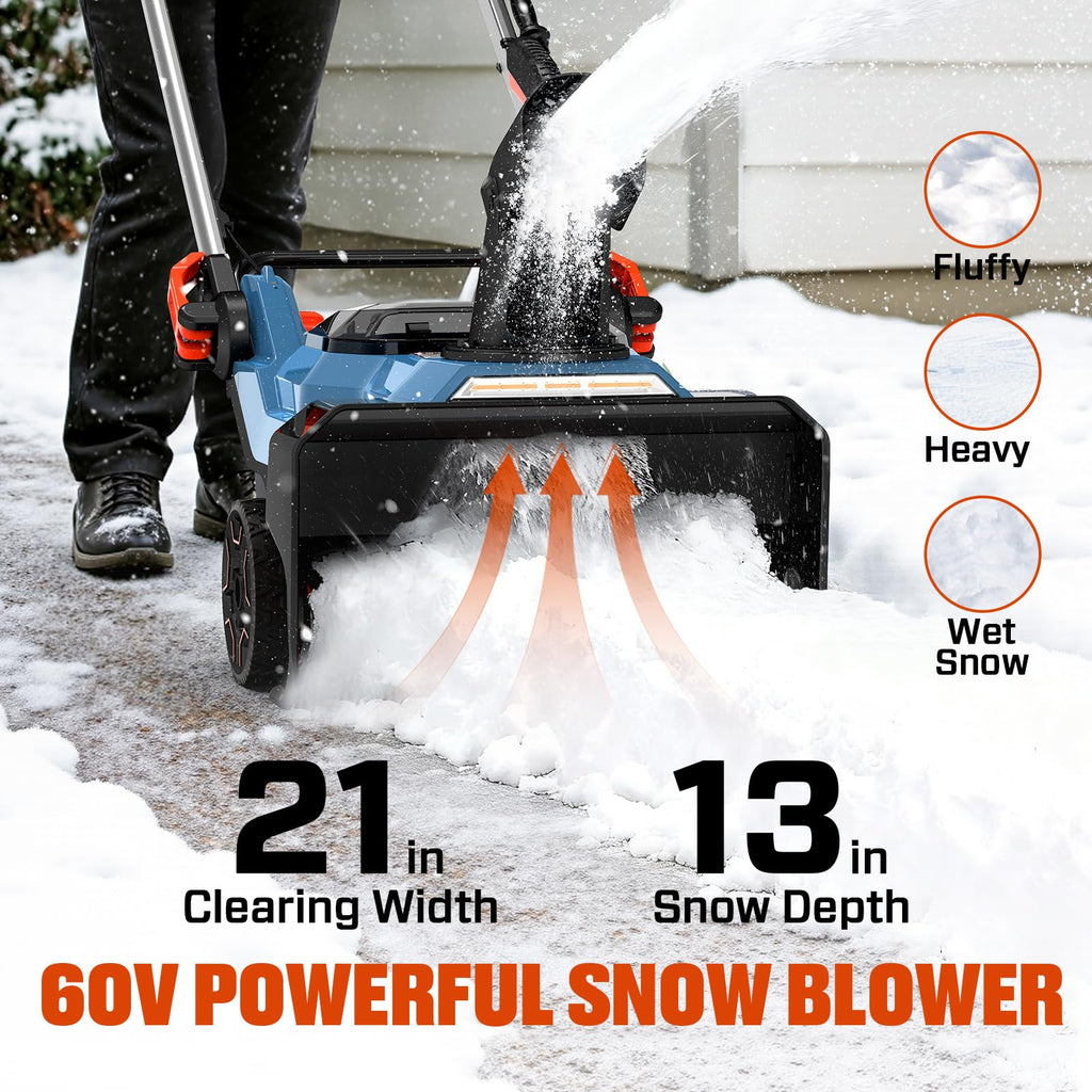 SENIX 40V 21-Inch Cordless Snow Blower with Variable-Speed Steel Auger
