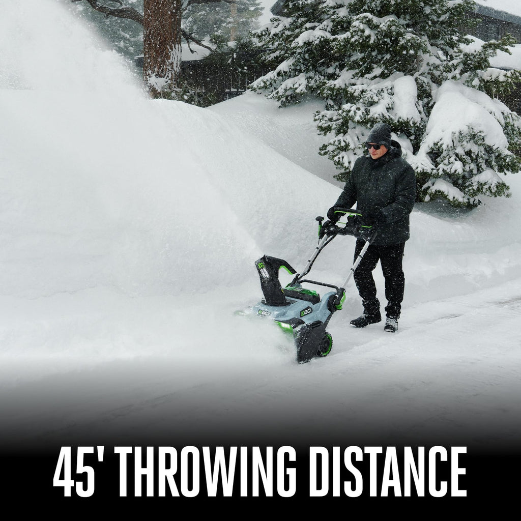 EGO Power+ 21" Electric Snow Blower, Gray/Black, Cordless Steel Auger, Includes (2) 56V 5.0Ah Batteries and Dual Port Charger, SNT2112