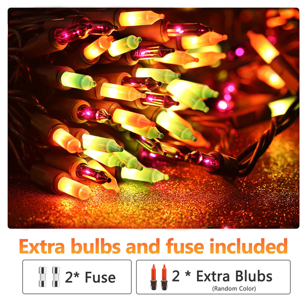 Brizled Orange Halloween Lights, 21.3ft 100-ct Incandescent Halloween String Lights Connectable, UL Certified Orange Light String, Black Wire Mini Light Set for Fall Season Holiday Thanksgiving Tree