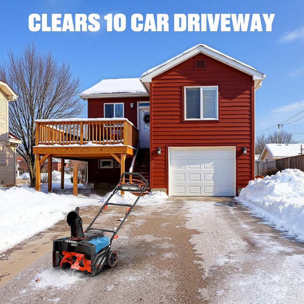 SENIX 40V 21-Inch Cordless Snow Blower with Variable-Speed Steel Auger
