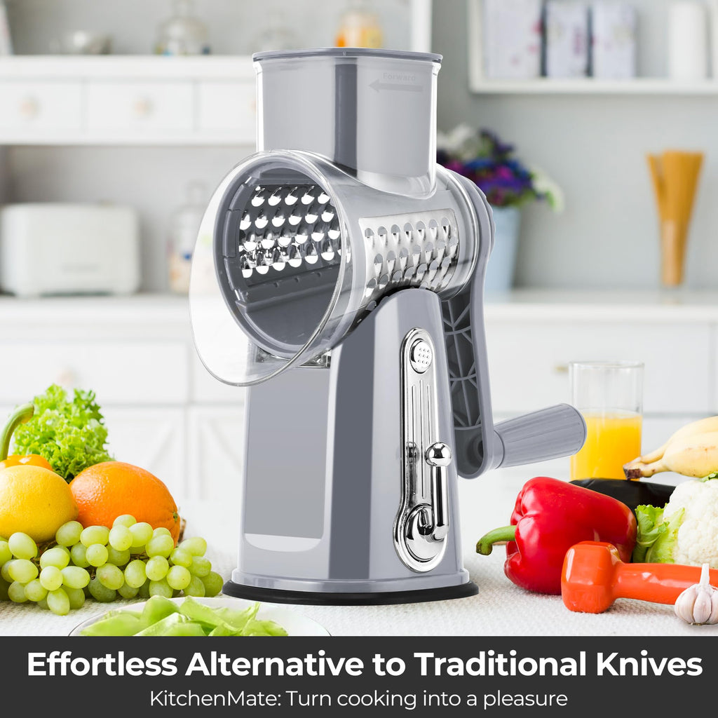 SUSTEAS Rotary Cheese Grater, Large Vegetable Food Shredder, 5 Blades
