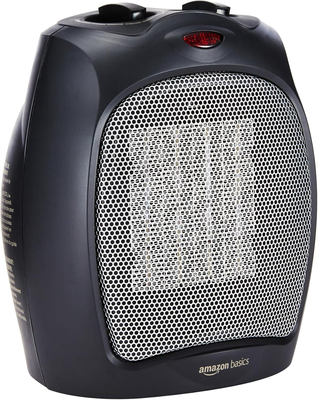 Amazon Basics Ceramic Space Heater, Portable Indoor Heating Solution, With Overheat and Tip-Over Protection, Thermostat, Non-Oscillating, 1500W, 7.52"D x 6.34"W x 9.45"H, Black