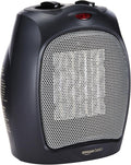 Amazon Basics Ceramic Space Heater, Portable Indoor Heating Solution, With Overheat and Tip-Over Protection, Thermostat, Non-Oscillating, 1500W, 7.52"D x 6.34"W x 9.45"H, Black