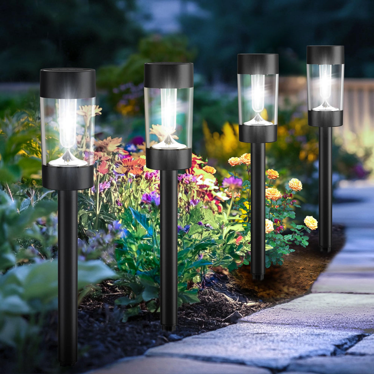 Eyrosa Christmas Solar Pathway Lights, 12 Pack Candy Cane Outdoor Lights