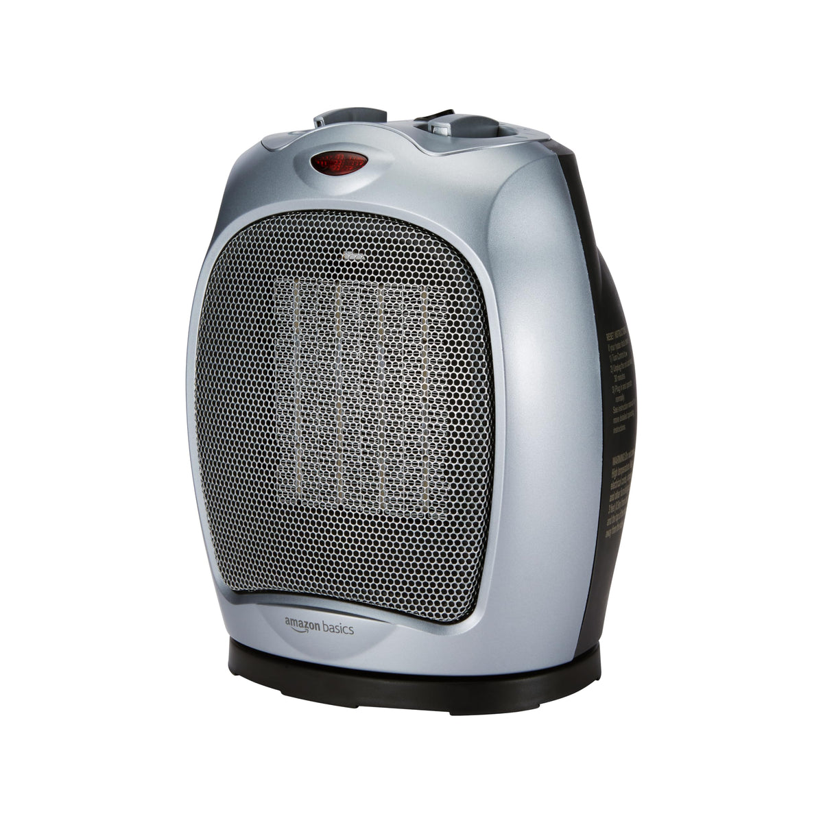Amazon Basics Ceramic Space Heater, Portable Indoor Heating Solution, With Overheat and Tip-Over Protection, Thermostat, Non-Oscillating, 1500W, 7.52"D x 6.34"W x 9.45"H, Black