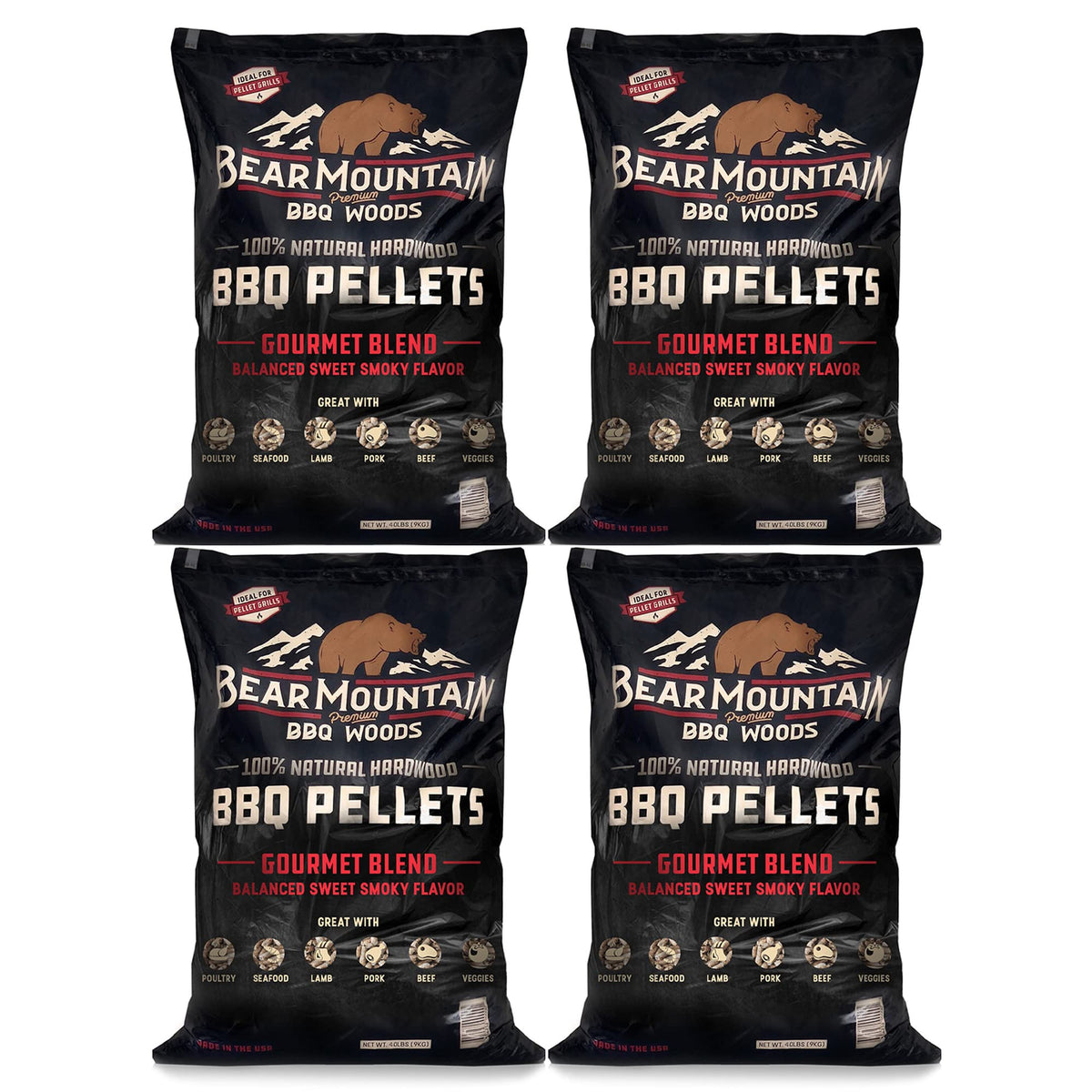 Bear Mountain 2-Pack All Natural Wood Pellets for Smoker, Grill & BBQ, 20 Lbs, Cherry - Premium Hardwood Barbecue Pellets for Indoor and Outdoor Grilling
