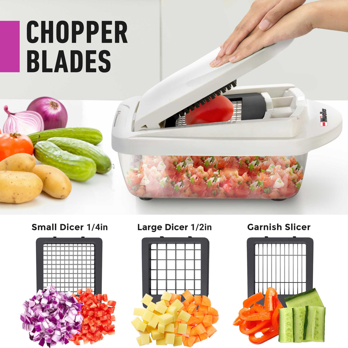 Mueller The Real Original Pro Vegetable Chopper & Mandoline Slicer, 10-in-1
