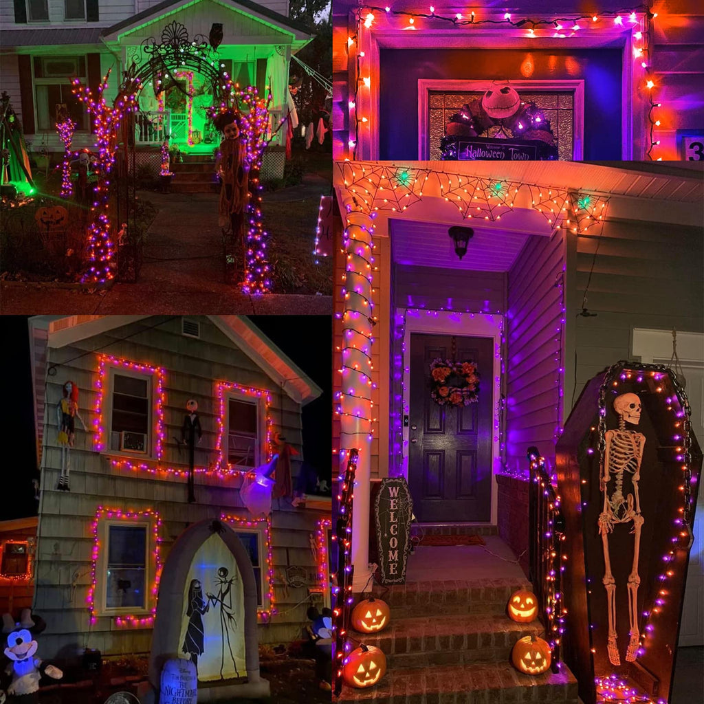 Brizled Orange Halloween Lights, 21.3ft 100-ct Incandescent Halloween String Lights Connectable, UL Certified Orange Light String, Black Wire Mini Light Set for Fall Season Holiday Thanksgiving Tree