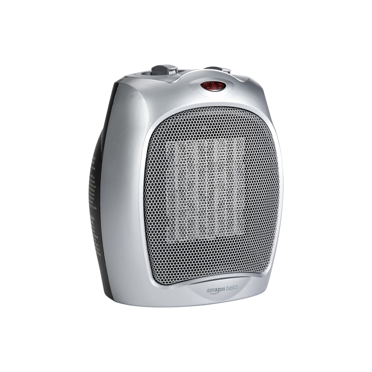 Amazon Basics Ceramic Space Heater, Portable Indoor Heating Solution, With Overheat and Tip-Over Protection, Thermostat, Non-Oscillating, 1500W, 7.52"D x 6.34"W x 9.45"H, Black