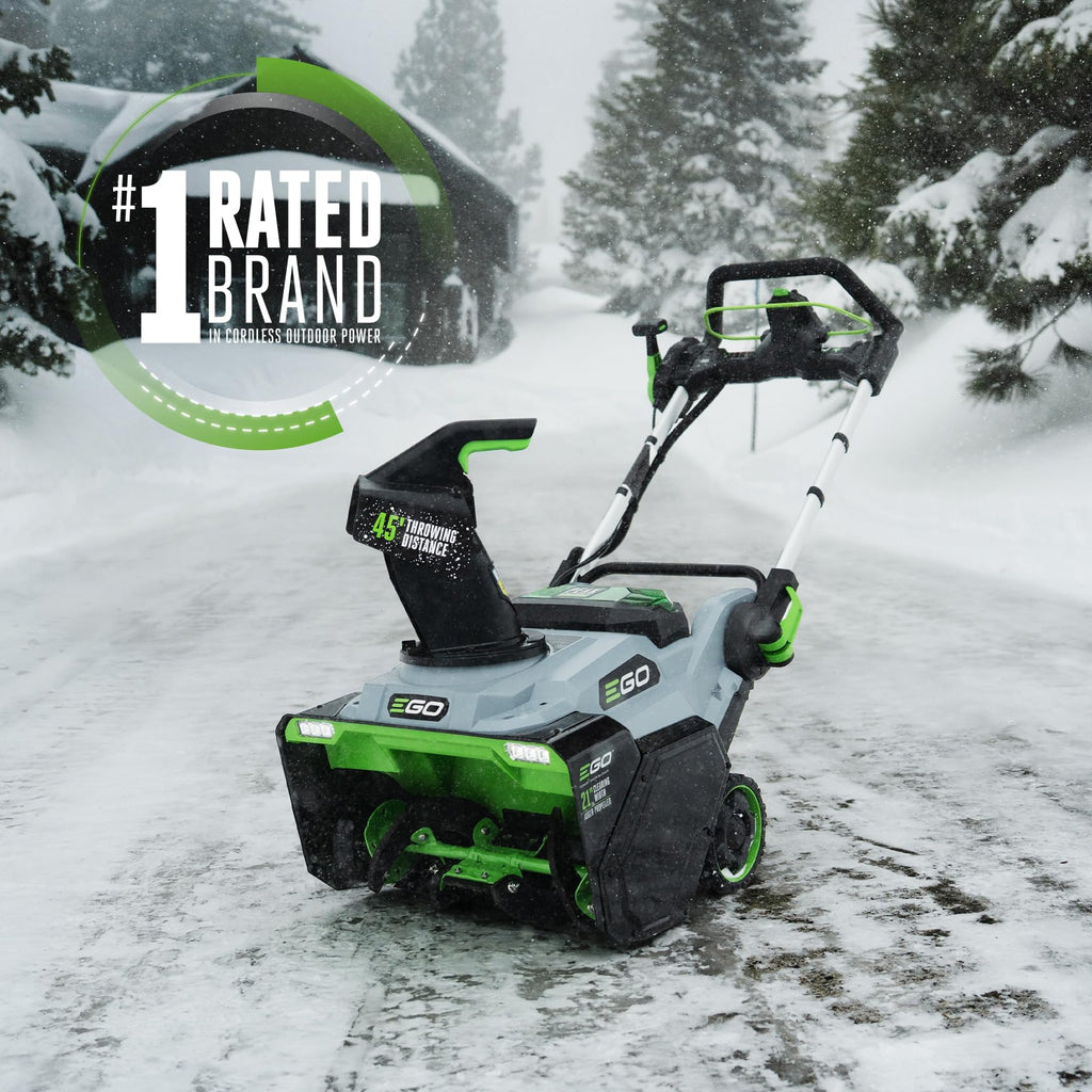 EGO Power+ 21" Electric Snow Blower, Gray/Black, Cordless Steel Auger, Includes (2) 56V 5.0Ah Batteries and Dual Port Charger, SNT2112