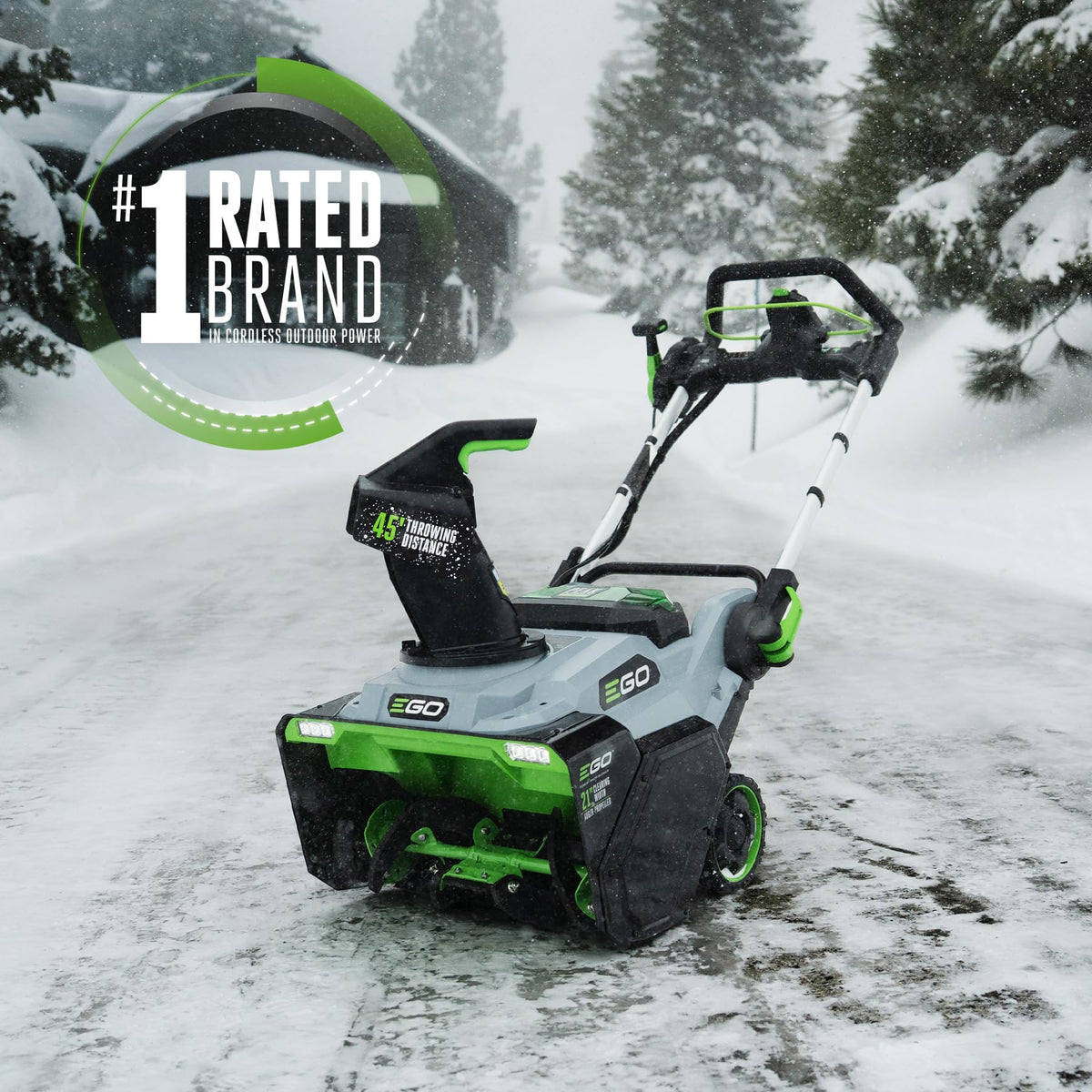 EGO Power+ 21" Electric Snow Blower, Gray/Black, Cordless Steel Auger, Includes (2) 56V 5.0Ah Batteries and Dual Port Charger, SNT2112