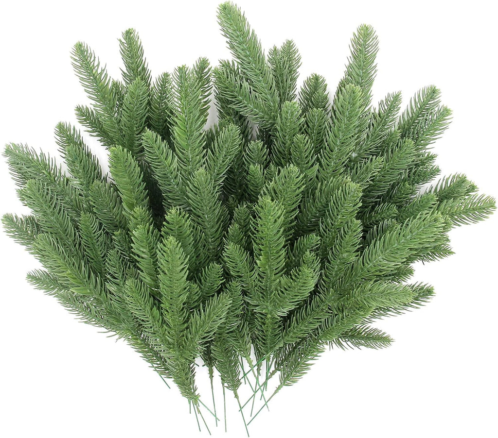 Hananona 50 Pcs Artificial Pine Needles Branches, Christmas Evergreen Picks