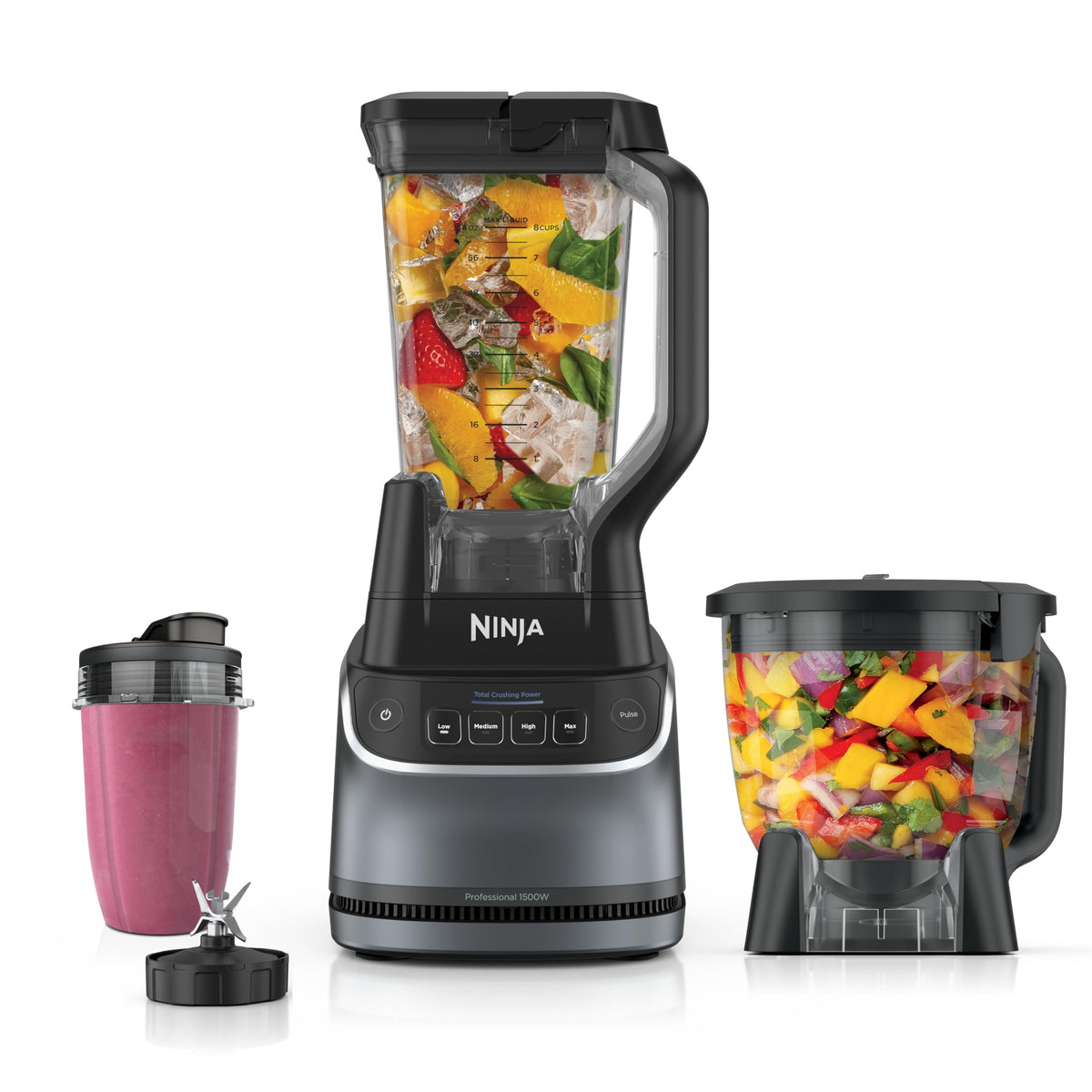 Ninja Kitchen System Pro, 1500W, 72oz Pitcher, 8-Cup, Black, BL770