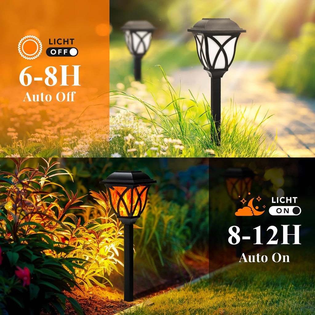 GIGALUMI 6 Pack Solar Lights Outdoor Waterproof, LED Solar Garden Lights