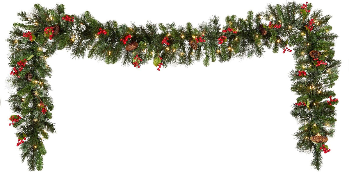 National Tree Company 9ft Pre-Lit Wintry Pine Flocked Christmas Garland