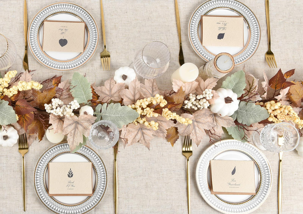 DearHouse 2 Pack Fall Garland Maple Leaf, 5.9Ft/Piece Hanging Vine Garland Artificial Autumn Foliage Garland Thanksgiving Decor for Home Wedding Fireplace Party Christmas (Green)