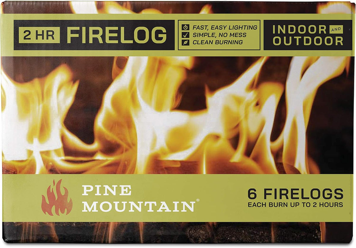 Pine Mountain Traditional 2-Hour Firelogs, Long Burning Fire Log 6 Pack