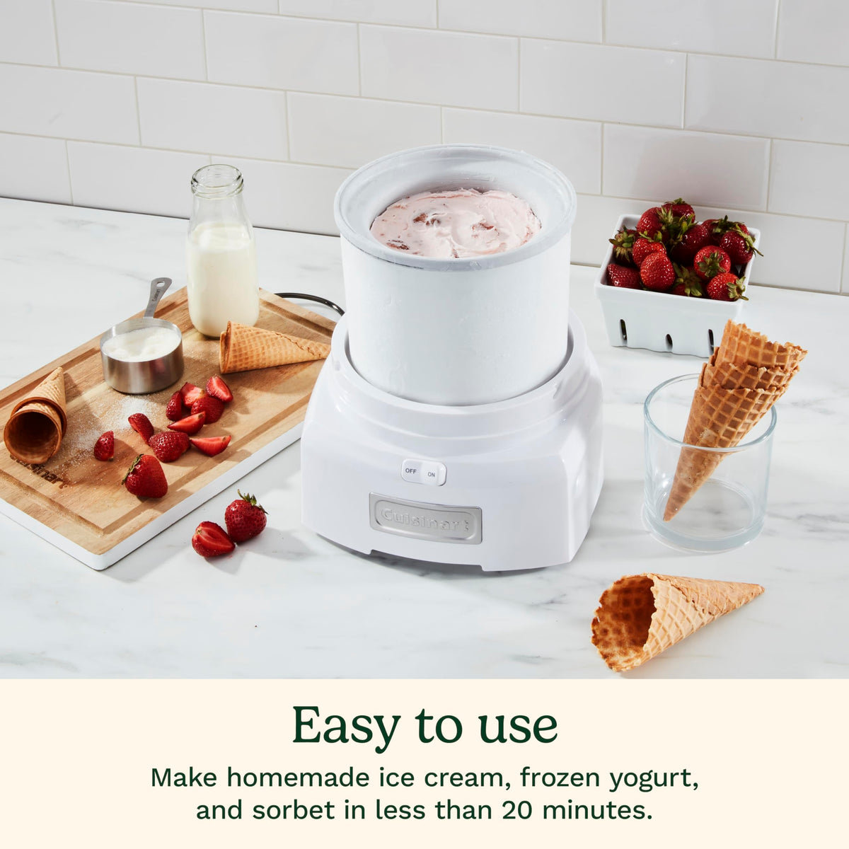 Cuisinart Ice Cream Maker Machine, Fully Automatic, 2 qt, ICE-30BCP1ES