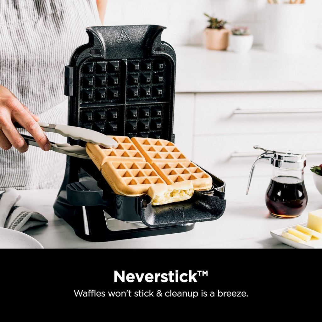 Ninja Belgian Waffle Maker Pro, 5 Shade Settings, Black/Silver, BW1001
