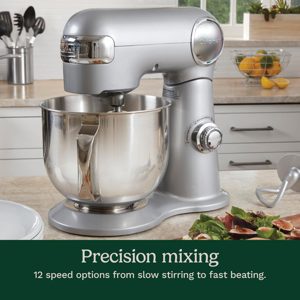 Cuisinart Stand Mixer, 12 Speed, 5.5 Quart Stainless Steel Bowl, Chef’s Whisk, Mixing Paddle, Dough Hook, Splash Guard w/ Pour Spout, Ruby Red, SM-50R, Manual