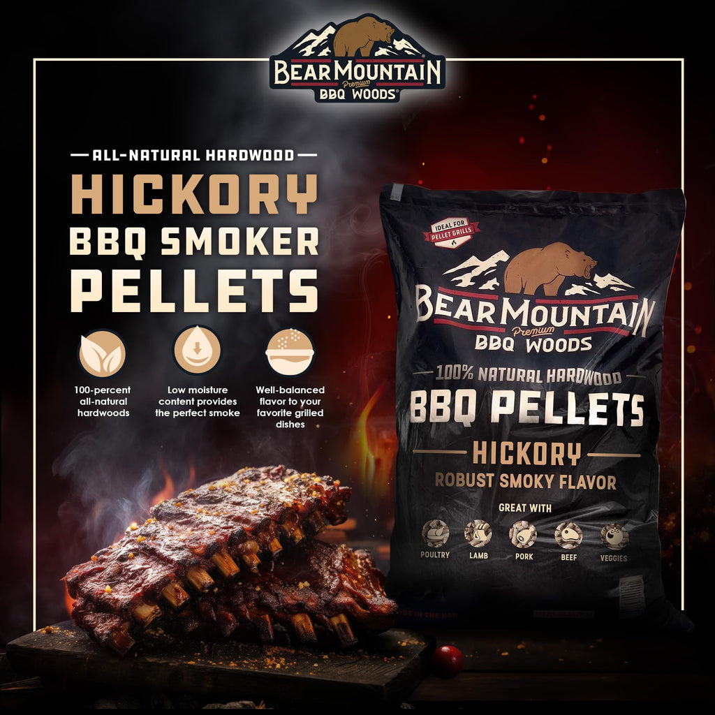 Bear Mountain 2-Pack All Natural Wood Pellets for Smoker, Grill & BBQ, 20 Lbs, Cherry - Premium Hardwood Barbecue Pellets for Indoor and Outdoor Grilling