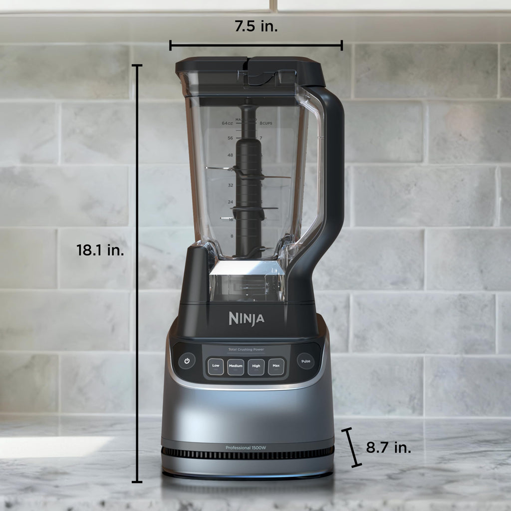 Ninja Kitchen System Pro, 1500W, 72oz Pitcher, 8-Cup, Black, BL770