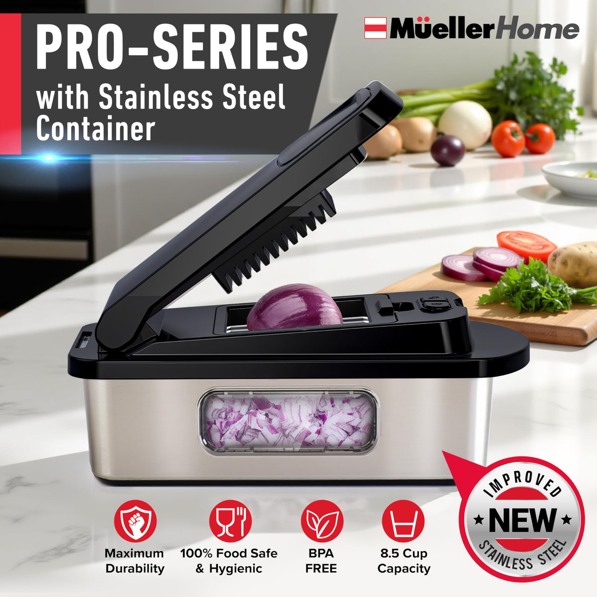 Mueller The Real Original Pro Vegetable Chopper & Mandoline Slicer, 10-in-1