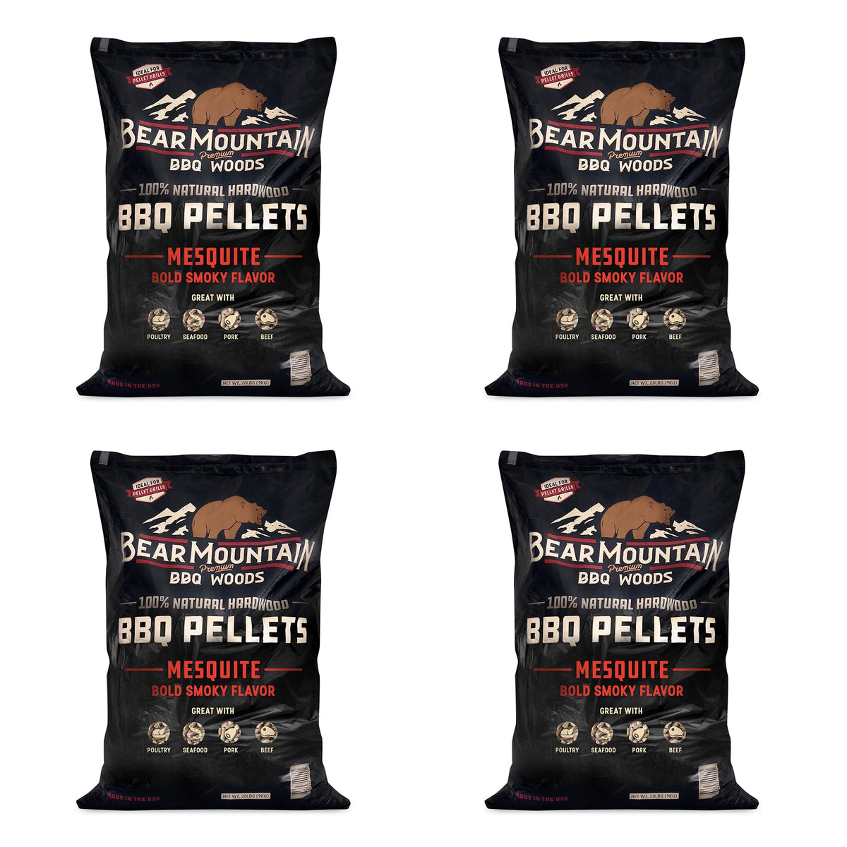 Bear Mountain 2-Pack All Natural Wood Pellets for Smoker, Grill & BBQ, 20 Lbs, Cherry - Premium Hardwood Barbecue Pellets for Indoor and Outdoor Grilling