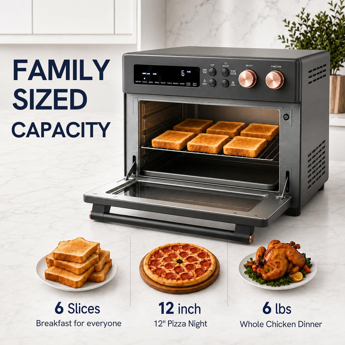 VAL CUCINA 26.3 QT Infrared Air Fryer Toaster Oven Combo, 10-in-1