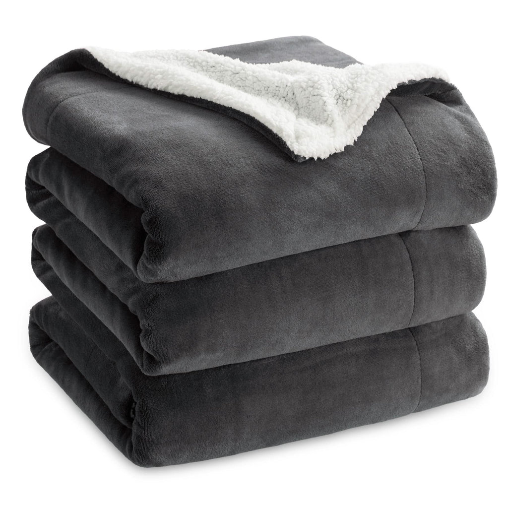 Bedsure GentleSoft Sherpa Fleece Twin Size Blanket for Couch, Non-Heated, Thick and Warm Throw for Women and Men, Soft Fuzzy Plush Twin Blanket for Winter, Charcoal, 60x80 Inches