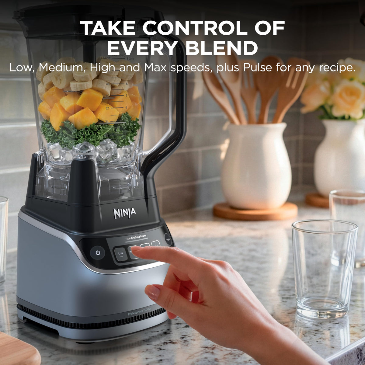 Ninja Kitchen System Pro, 1500W, 72oz Pitcher, 8-Cup, Black, BL770