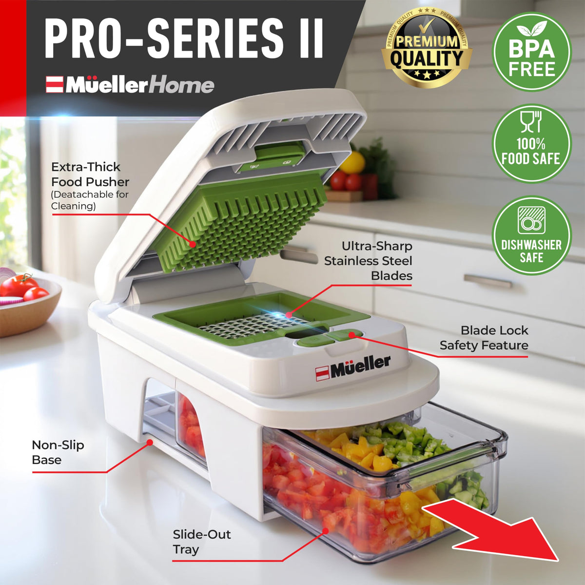 Mueller The Real Original Pro Vegetable Chopper & Mandoline Slicer, 10-in-1