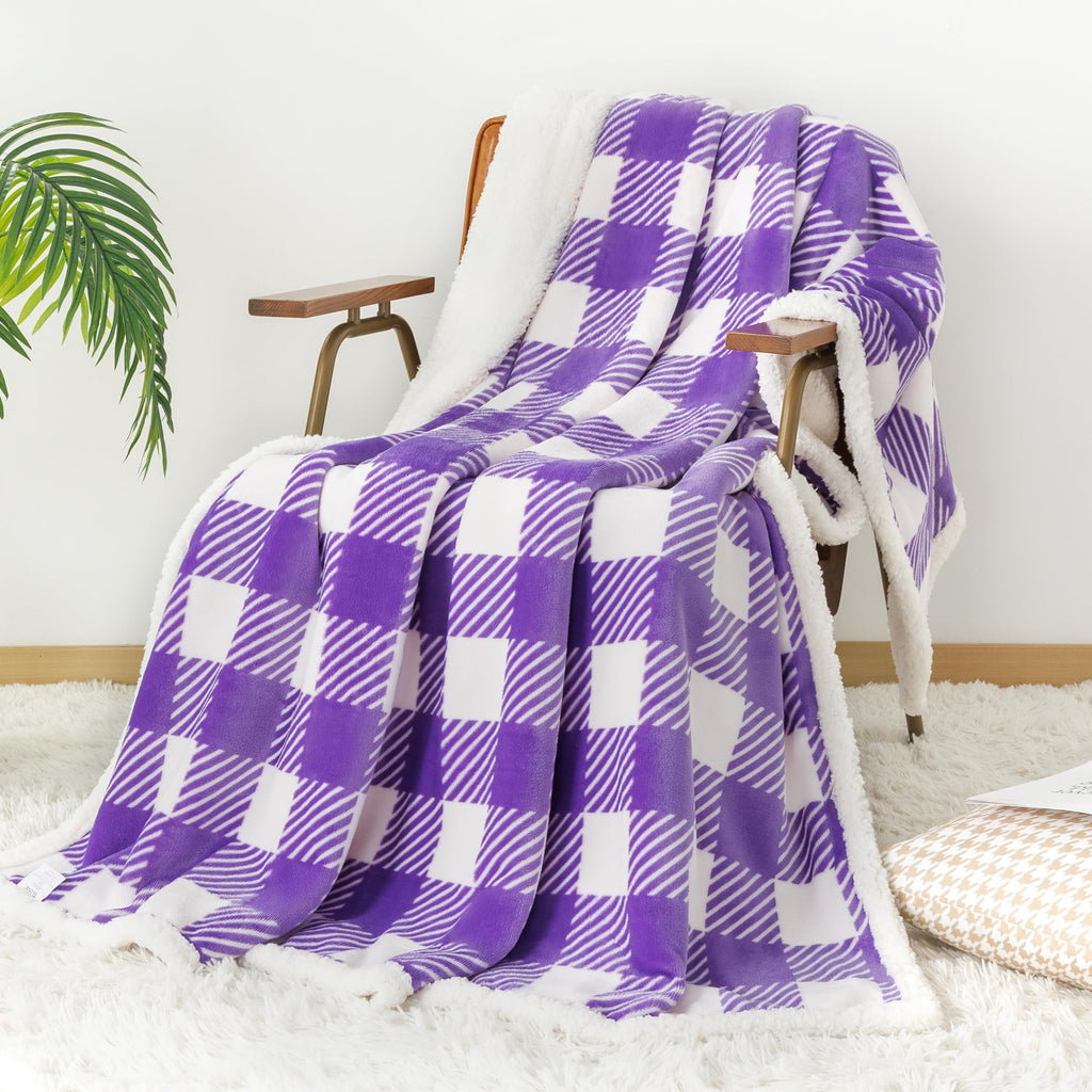 Touchat Sherpa Red and Black Buffalo Plaid Christmas Twin Blanket 60" X 70", Fuzzy Fluffy Soft Cozy Throw Blanket, Fleece Flannel Plush Microfiber Blanket for Couch Bed Sofa