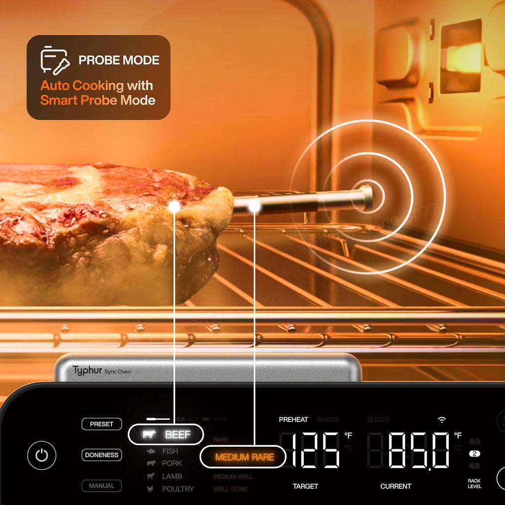 Typhur Sync Air Fryer Oven, Smart AI Wireless Probe, 360° Turbo Convection