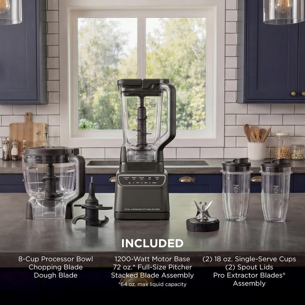Ninja Kitchen System Pro, 1500W, 72oz Pitcher, 8-Cup, Black, BL770