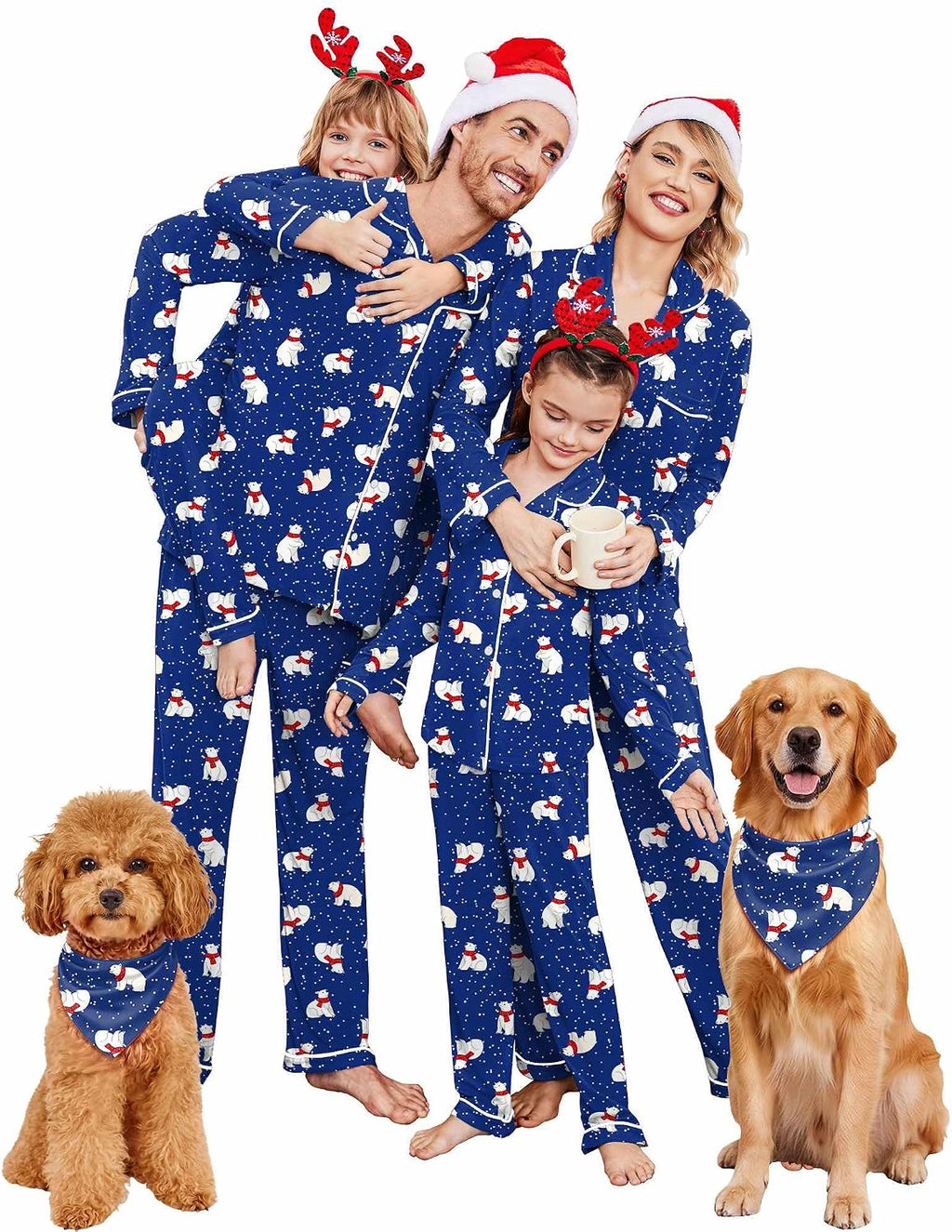 Ekouaer Christmas Family Matching Pajamas Long Sleeve Button Down Pj Set